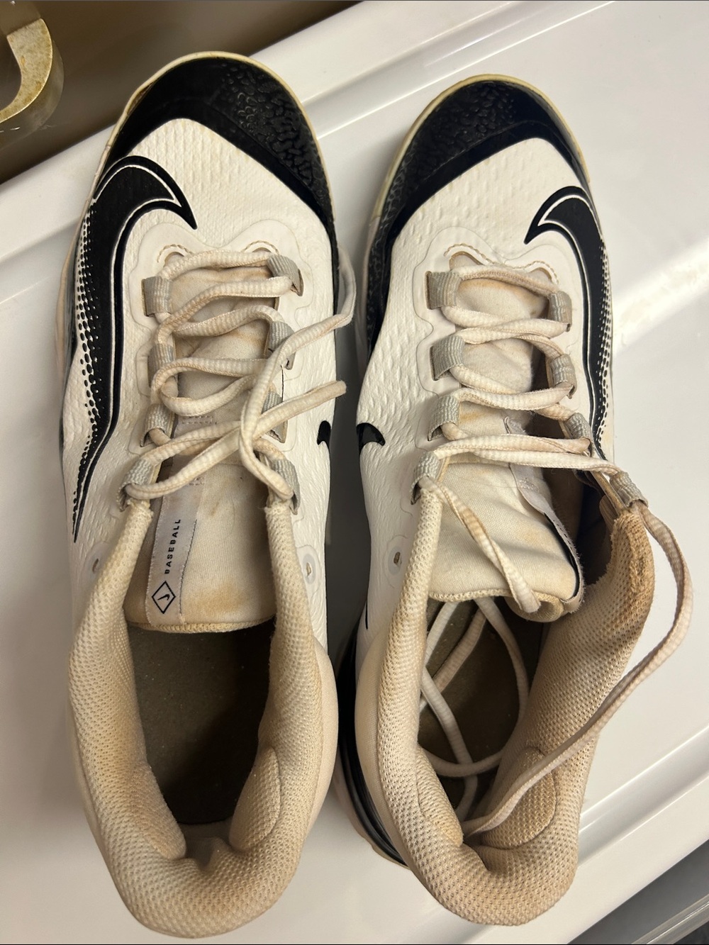 Nike White and Black Baseball Cleats